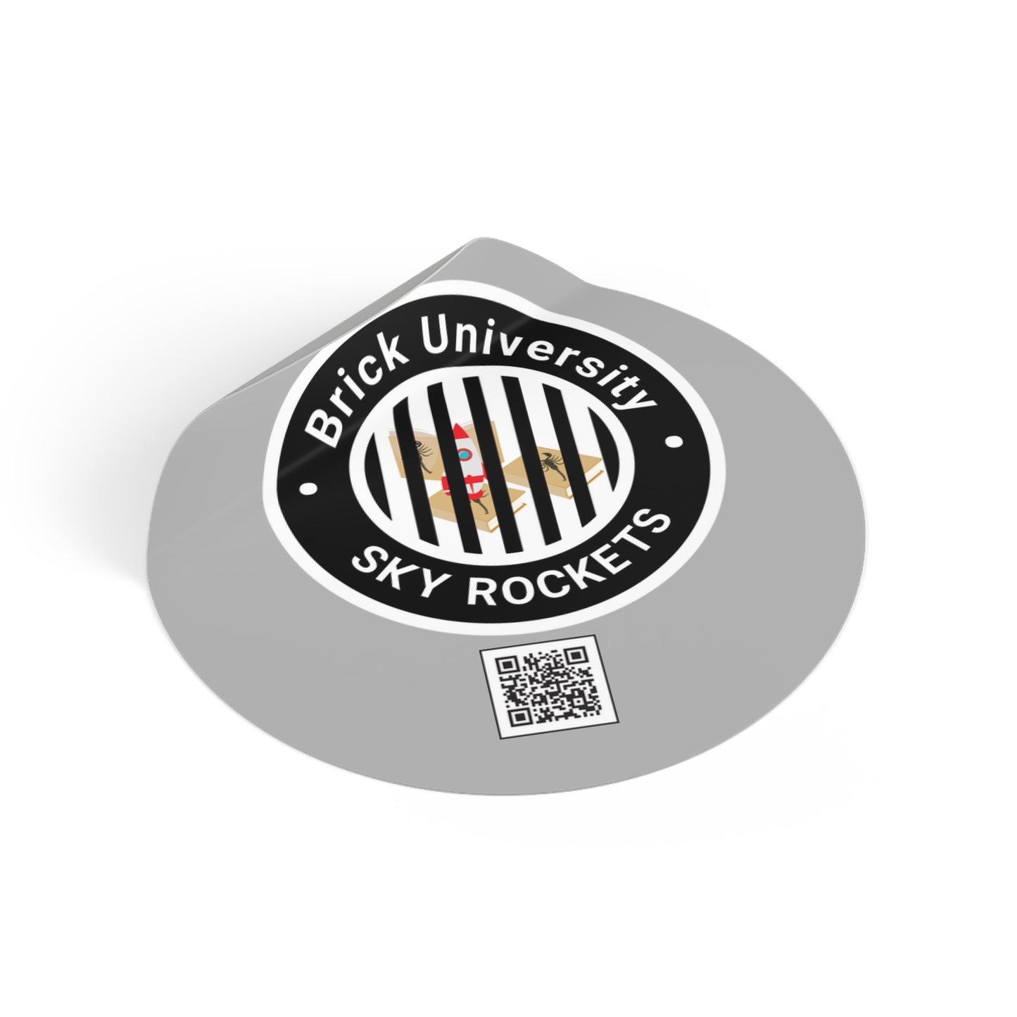 Brick University (Black Design Behind Bars) Round Vinyl Stickers