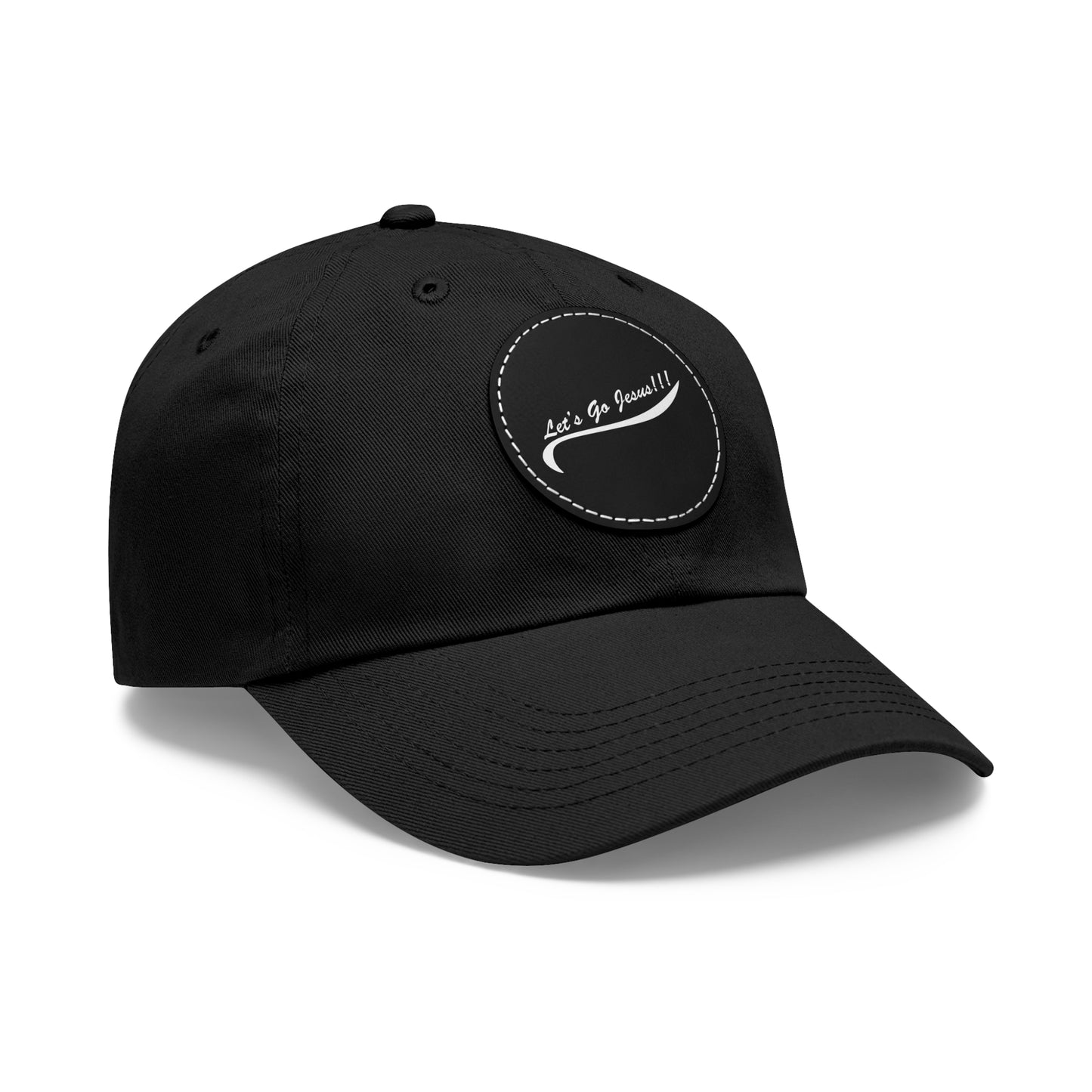 Let's Go Jesus - Hat with Leather Patch (Round)