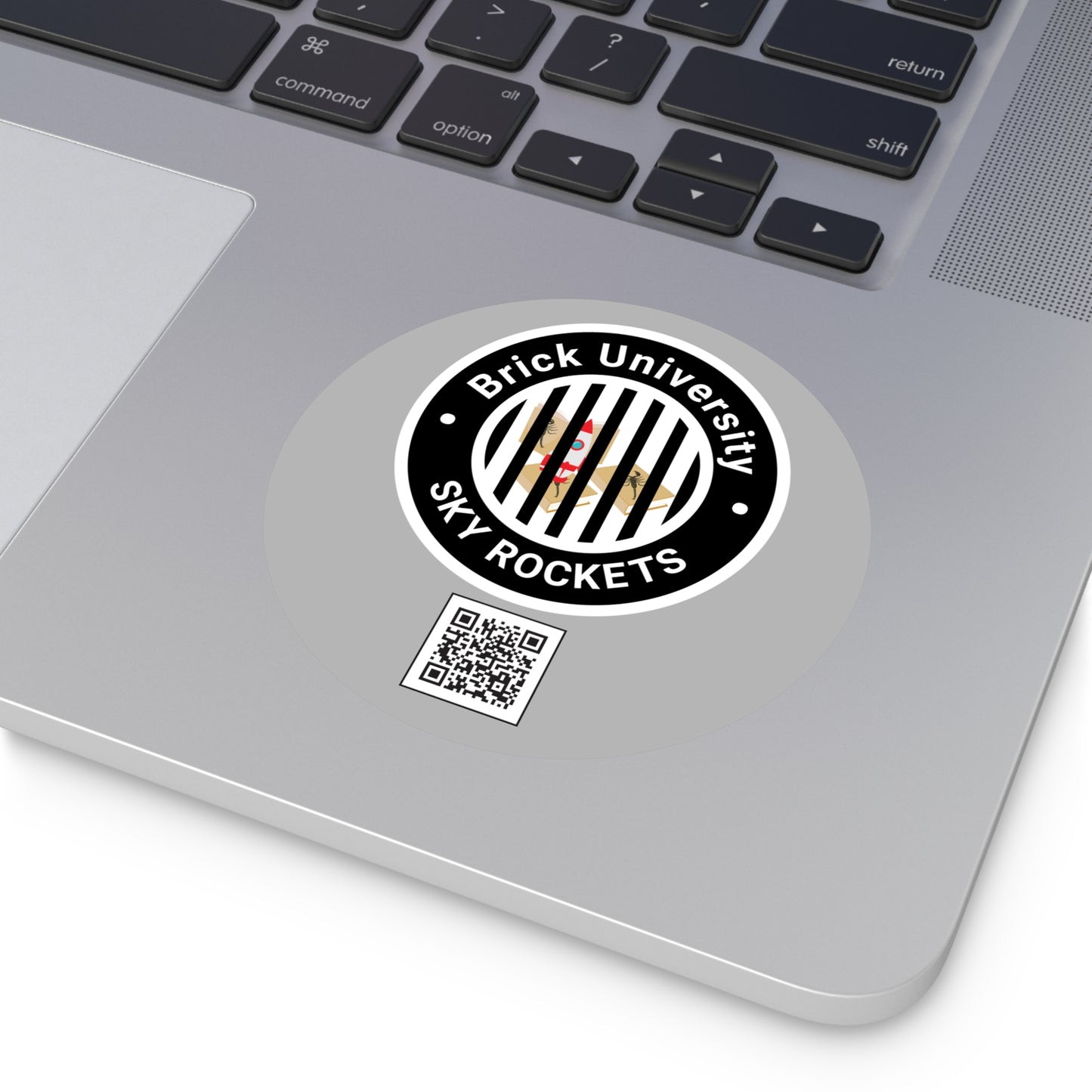 Brick University (Black Design Behind Bars) Round Vinyl Stickers