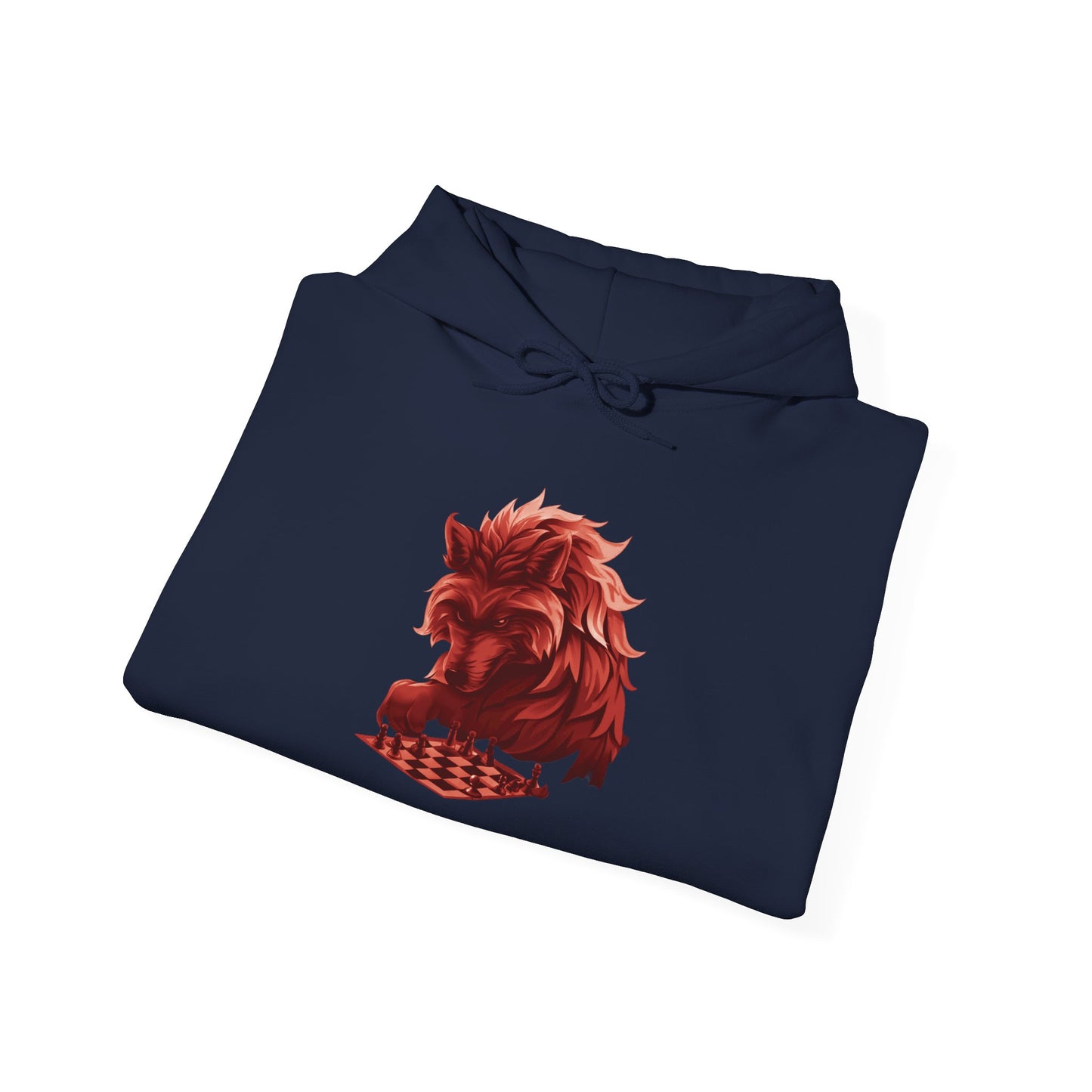 Wolf Playing Chess (Red Team) - Unisex Heavy Blend™ Hooded Sweatshirt