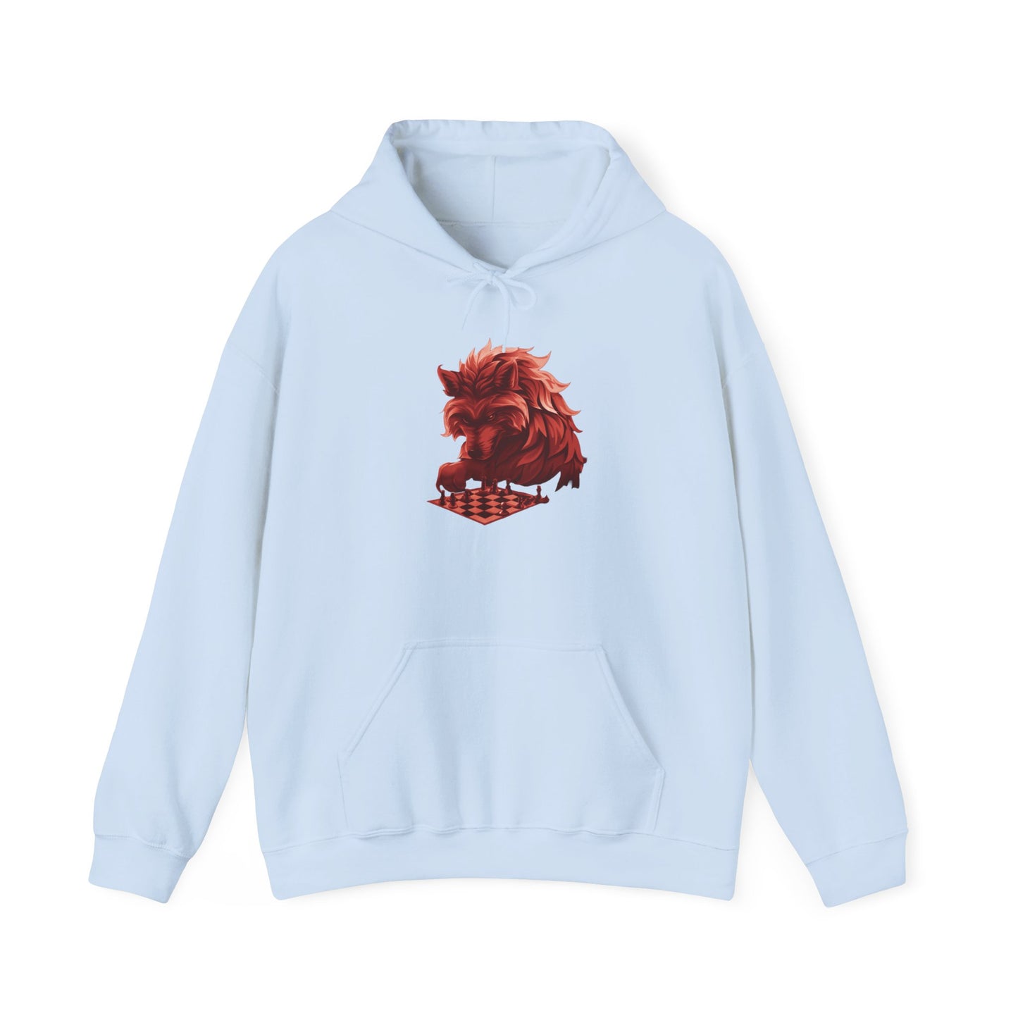 Wolf Playing Chess (Red Team) - Unisex Heavy Blend™ Hooded Sweatshirt