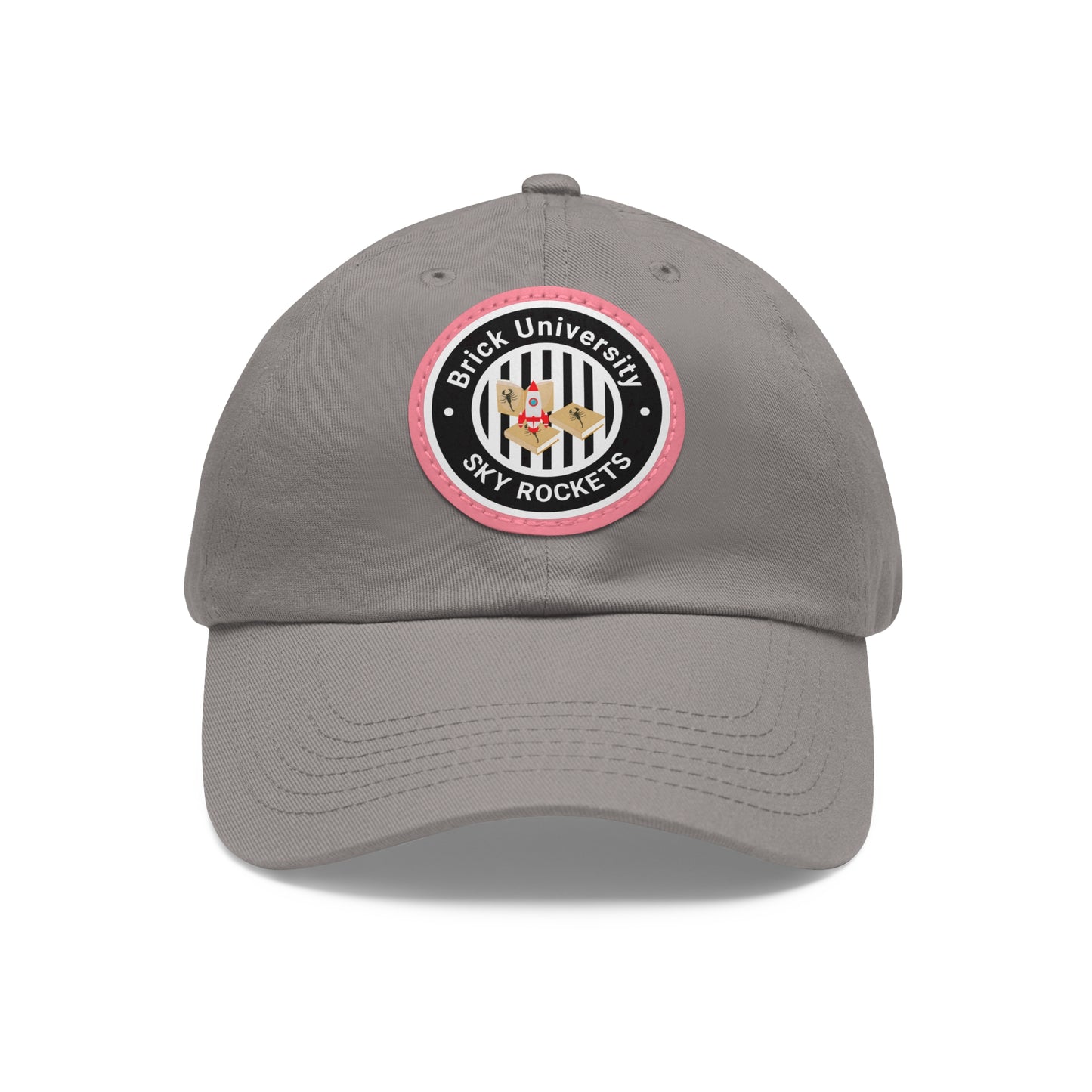Brick University (Black Design) - Hat with Leather Patch (Round)