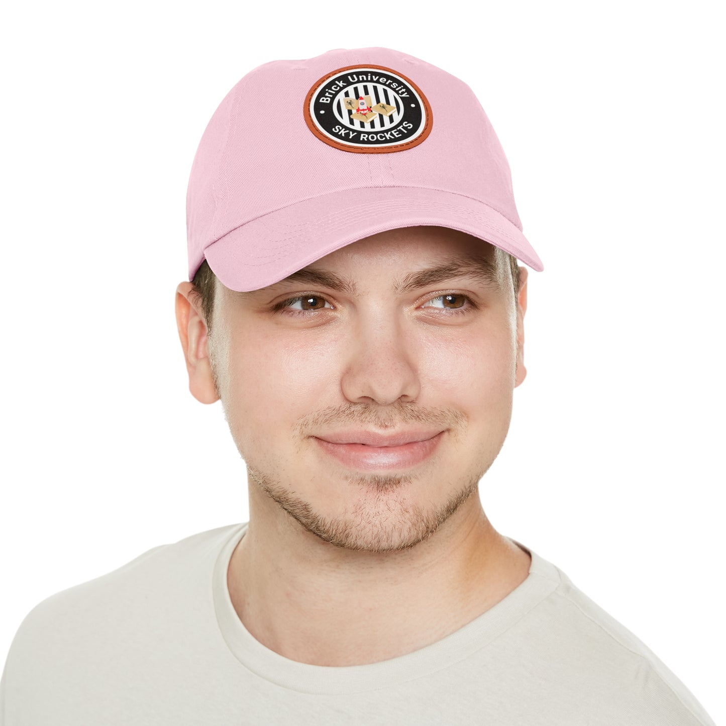 Brick University (Black Design) - Hat with Leather Patch (Round)
