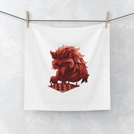 Wolf Playing Chess (RedTeam) - Face Towel