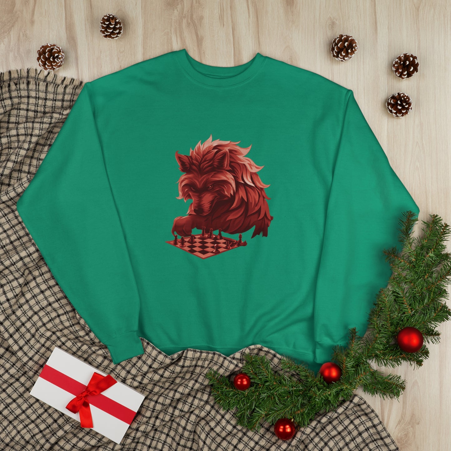 Wolf Playing Chess (RedTeam) - Unisex EcoSmart® Crewneck Sweatshirt