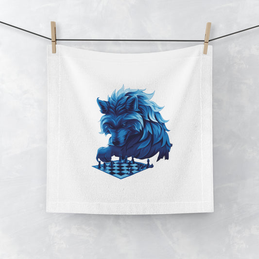 Wolf Playing Chess (Blue Team) - Face Towel