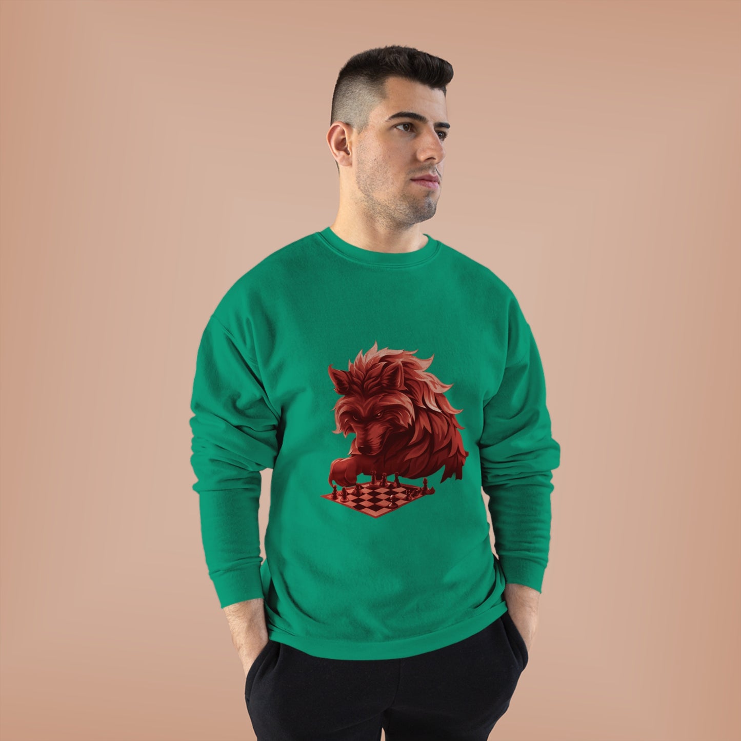 Wolf Playing Chess (RedTeam) - Unisex EcoSmart® Crewneck Sweatshirt