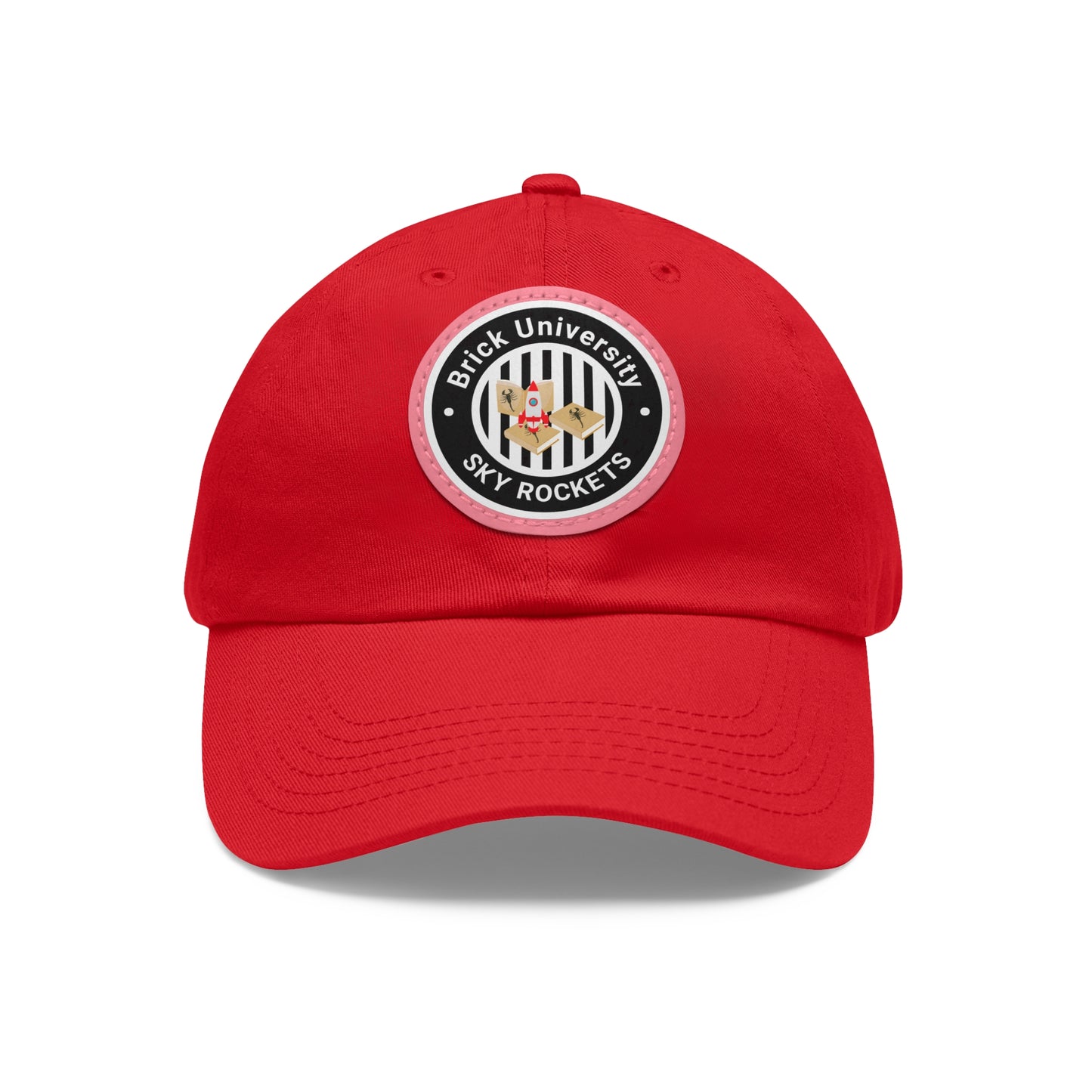 Brick University (Black Design) - Hat with Leather Patch (Round)