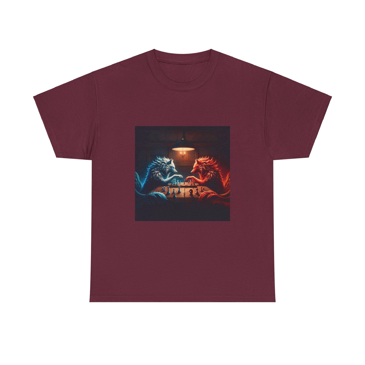 Wolves Playing Chess - Unisex Heavy Cotton Tee