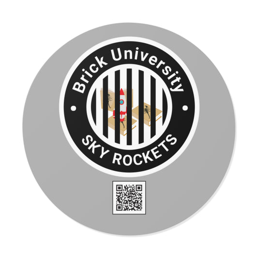 Brick University (Black Design Behind Bars) Round Vinyl Stickers