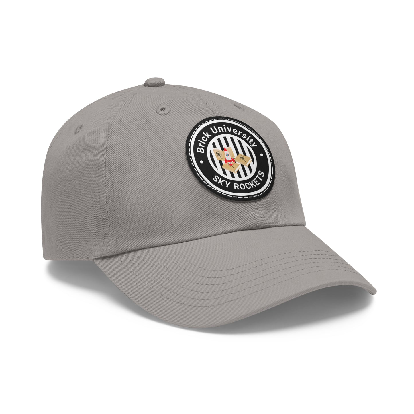 Brick University (Black Design) - Hat with Leather Patch (Round)