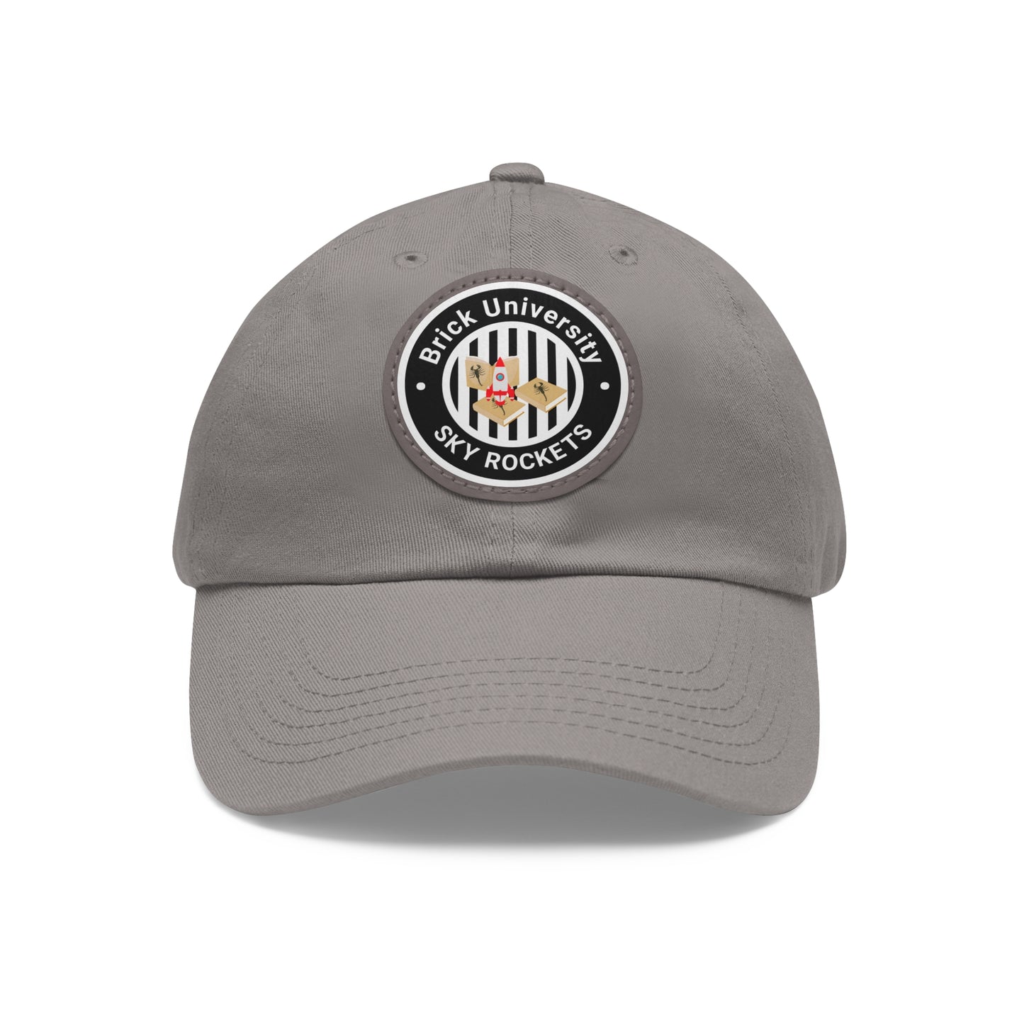 Brick University (Black Design) - Hat with Leather Patch (Round)