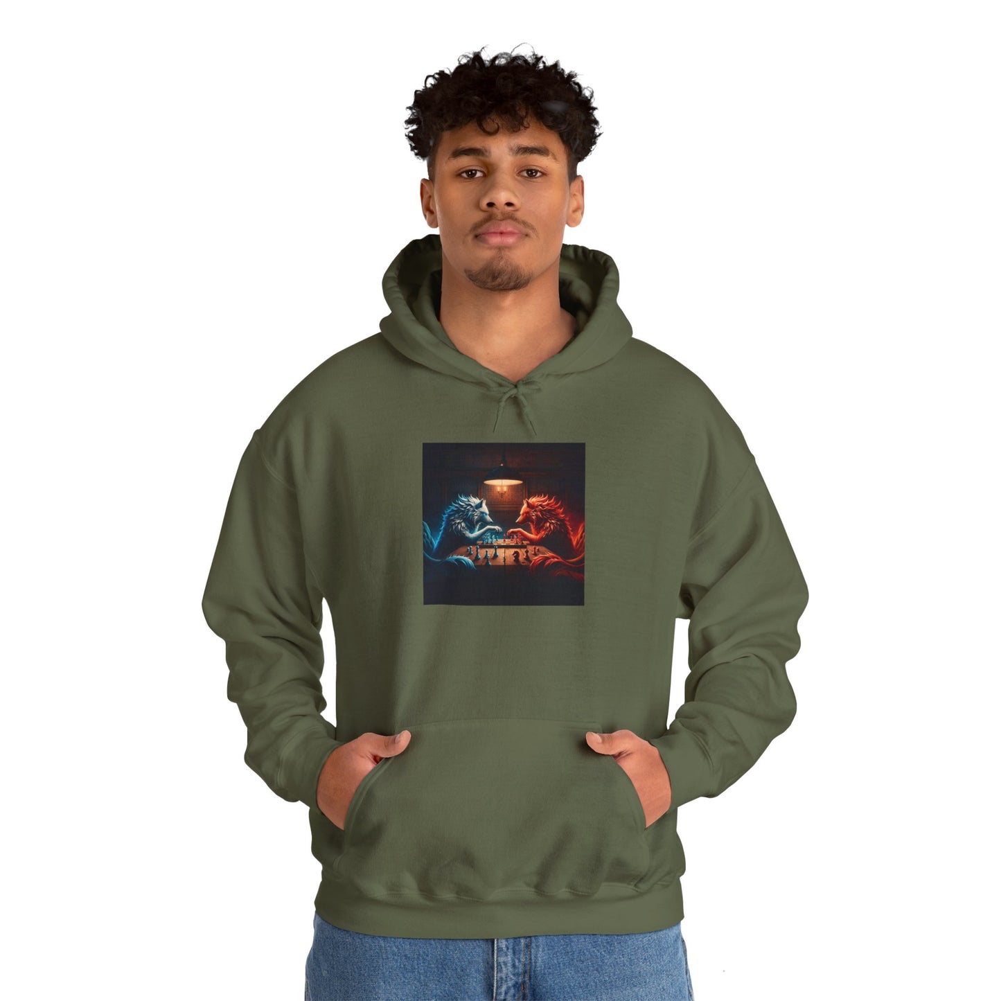 Wolves Playing Chess - Unisex Heavy Blend™ Hooded Sweatshirt