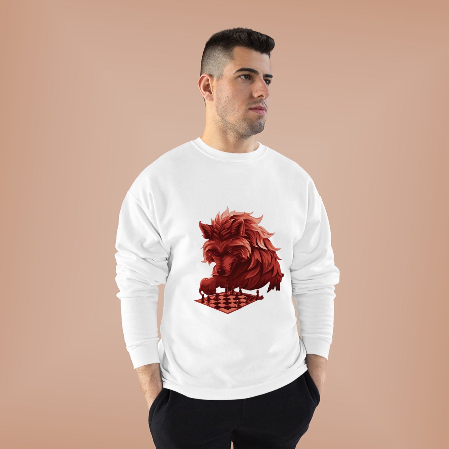 Wolf Playing Chess (RedTeam) - Unisex EcoSmart® Crewneck Sweatshirt