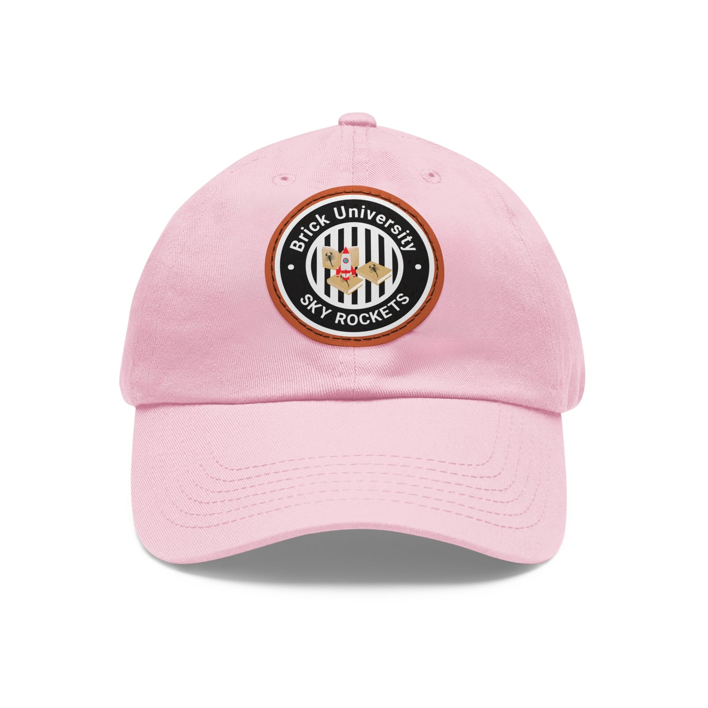 Brick University (Black Design) - Hat with Leather Patch (Round)