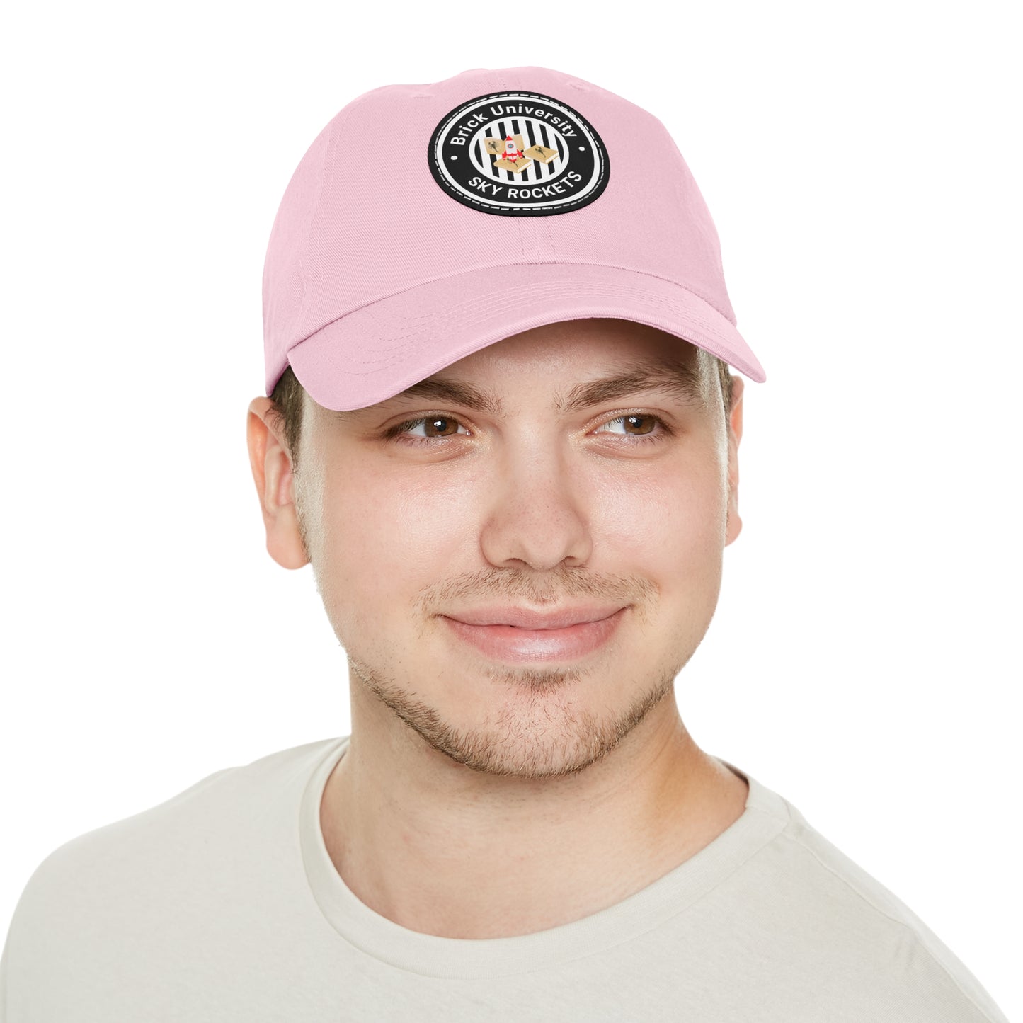 Brick University (Black Design) - Hat with Leather Patch (Round)