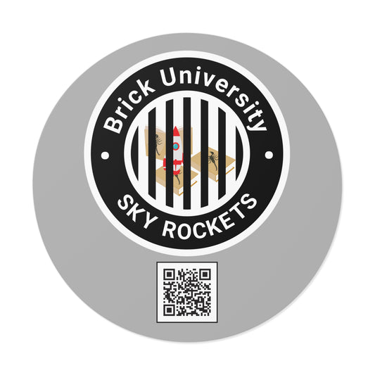 Brick University (Black Design Behind Bars) Round Vinyl Stickers