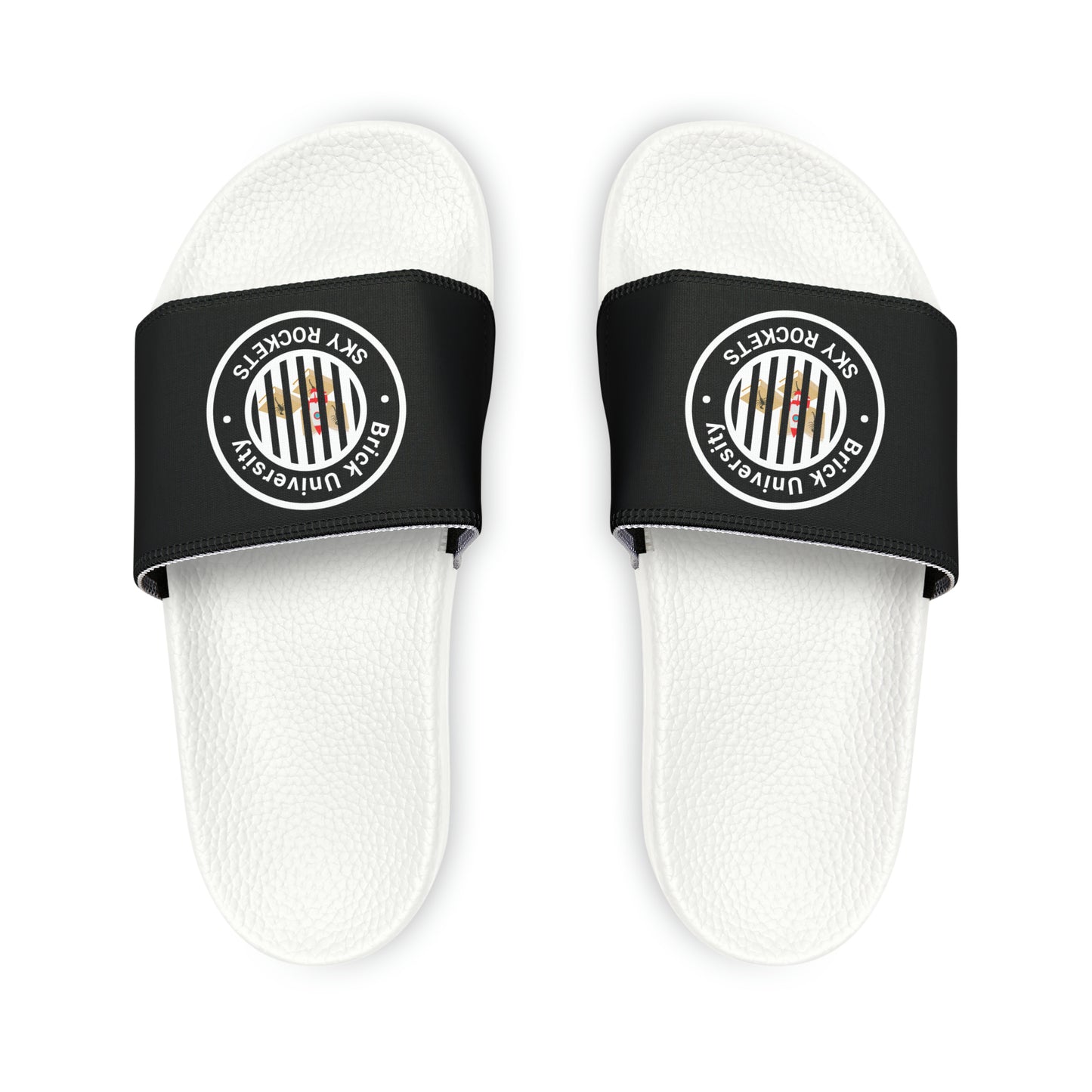Brick University (Black Design Behind Bars) - Women's Slide Sandals