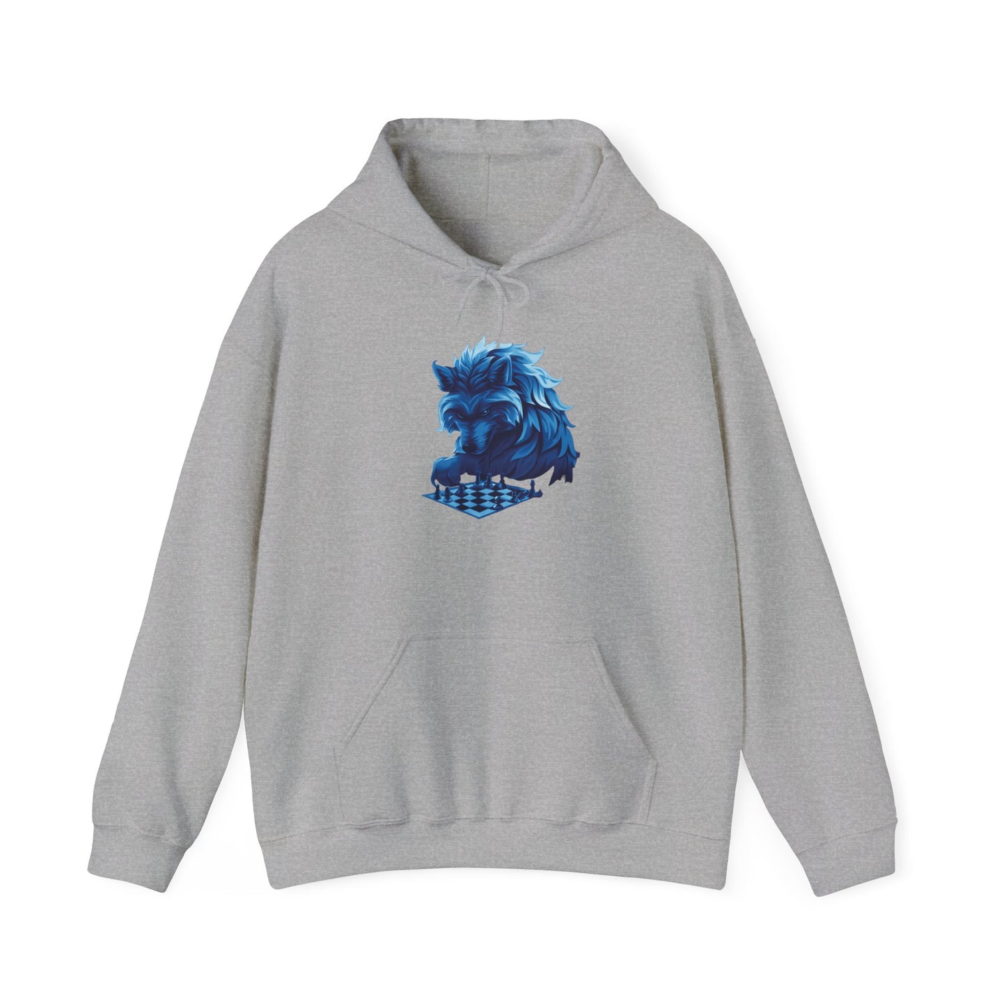 Wolf Playing Chess (Blue Team) - Unisex Heavy Blend™ Hooded Sweatshirt