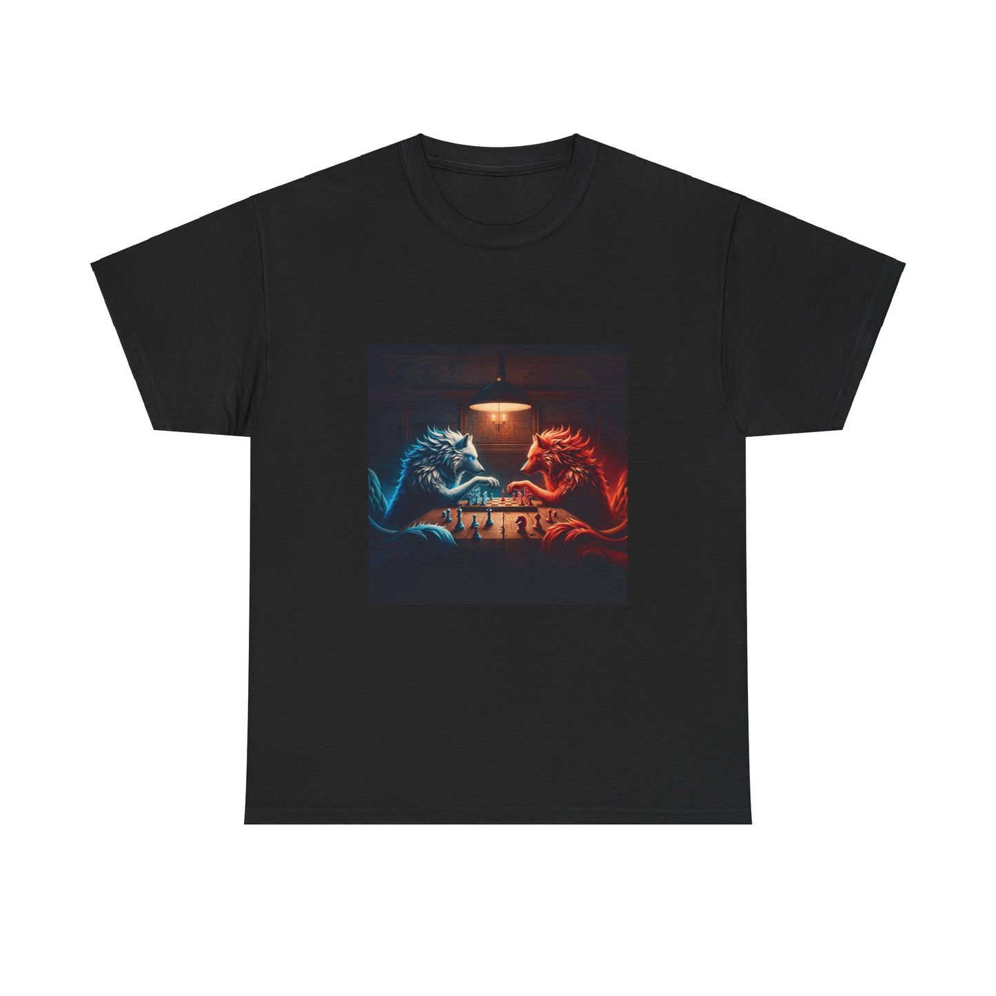 Wolves Playing Chess - Unisex Heavy Cotton Tee