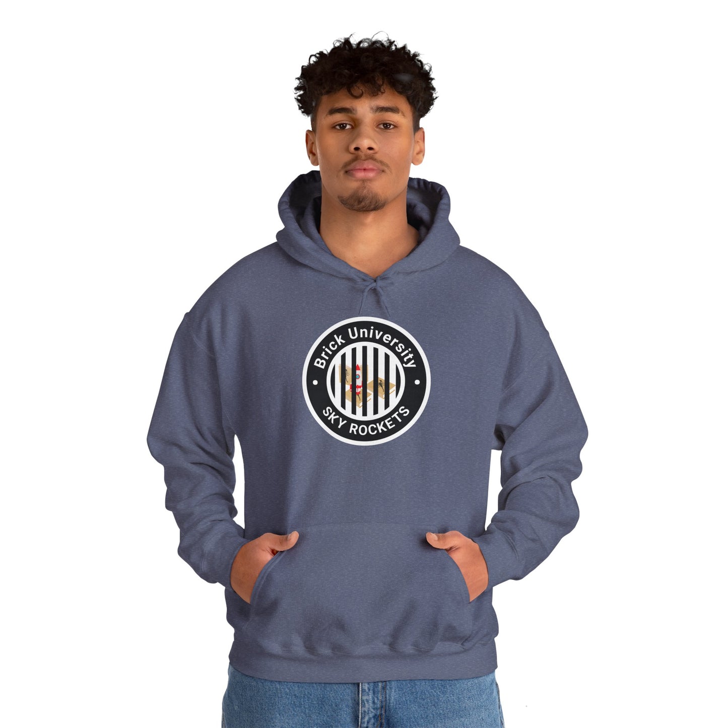 Brick University (Black Design Behind Bars) - Unisex Heavy Blend™ Hooded Sweatshirt