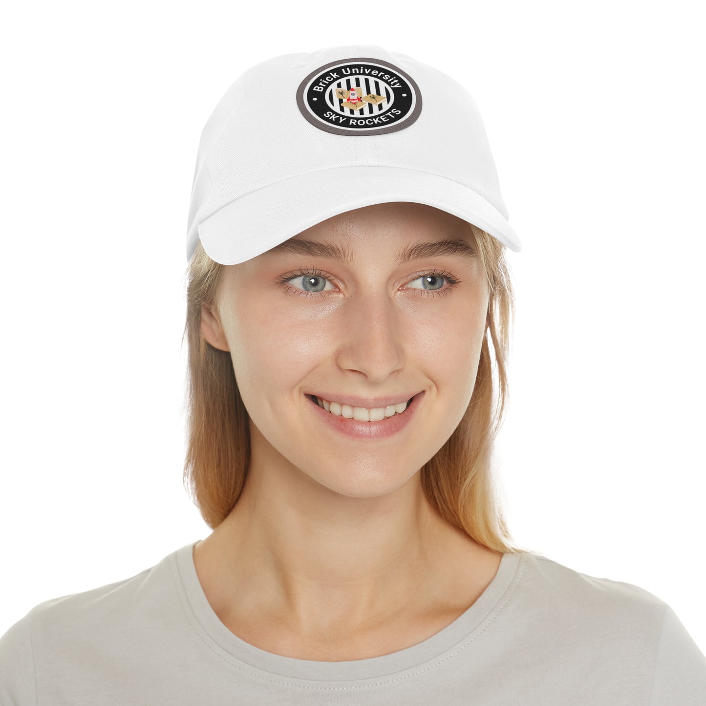 Brick University (Black Design) - Hat with Leather Patch (Round)
