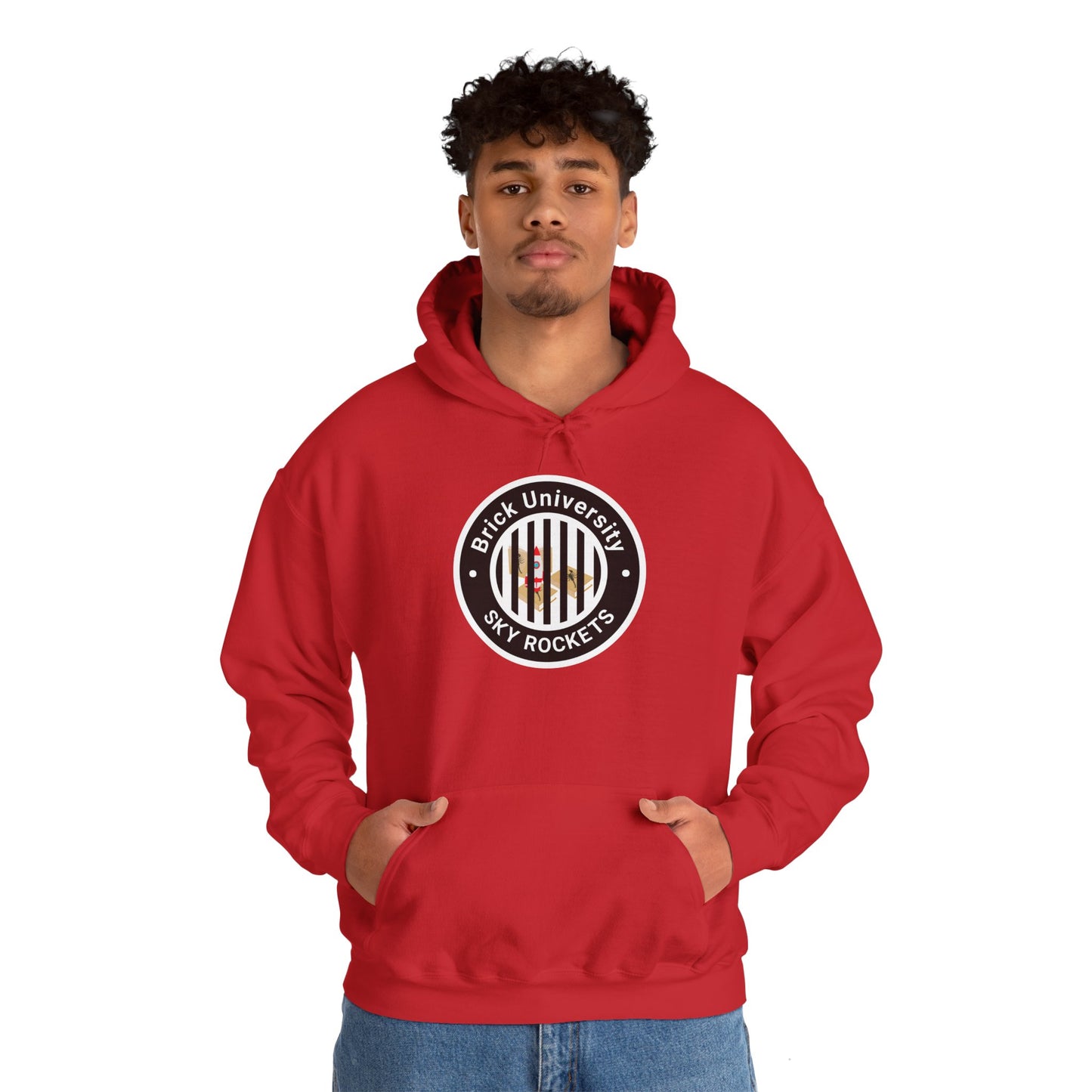 Brick University (Black Design Behind Bars) - Unisex Heavy Blend™ Hooded Sweatshirt