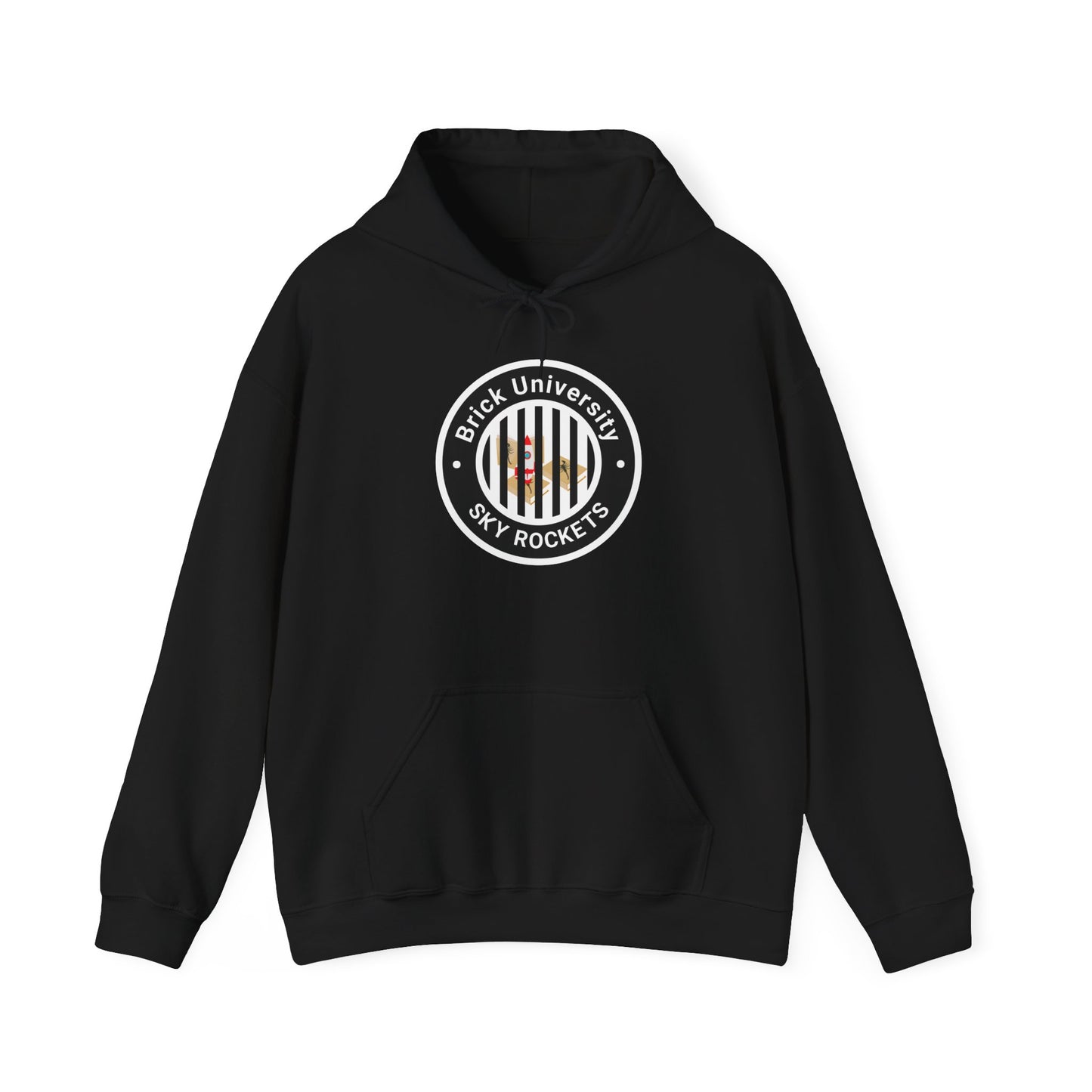Brick University (Black Design Behind Bars) - Unisex Heavy Blend™ Hooded Sweatshirt