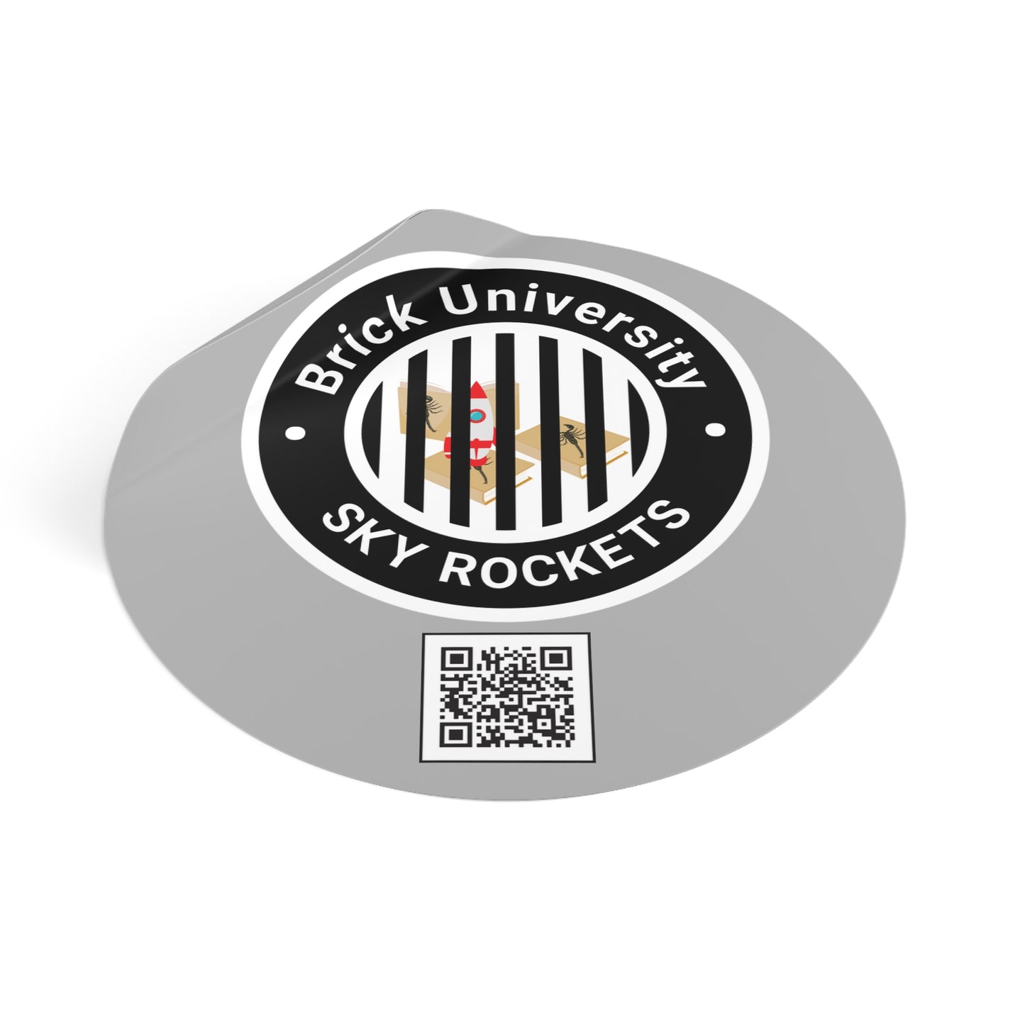 Brick University (Black Design Behind Bars) Round Vinyl Stickers