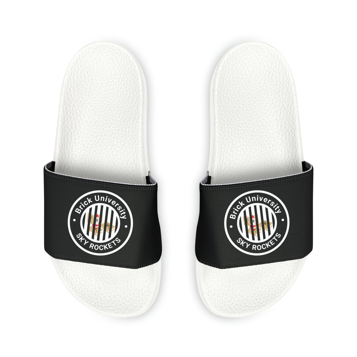 Brick University (Black Design Behind Bars) - Women's Slide Sandals