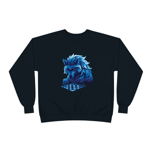 Wolf Playing Chess (Blue Team) - Unisex EcoSmart® Crewneck Sweatshirt