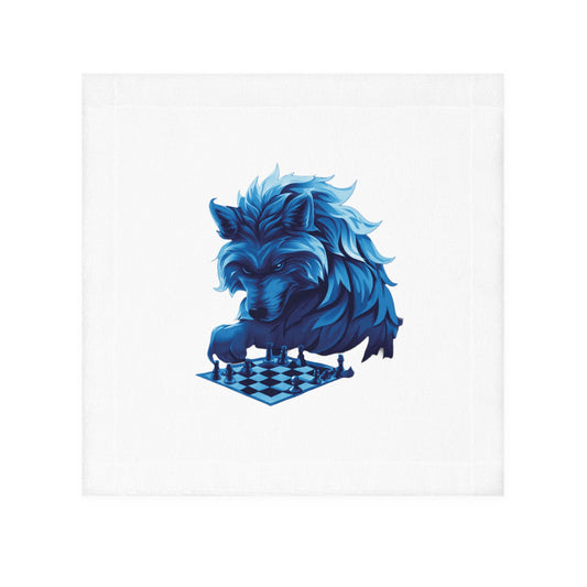 Wolf Playing Chess (Blue Team) - Face Towel