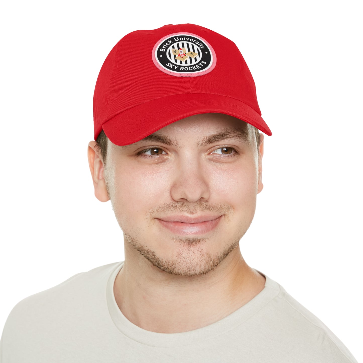 Brick University (Black Design) - Hat with Leather Patch (Round)