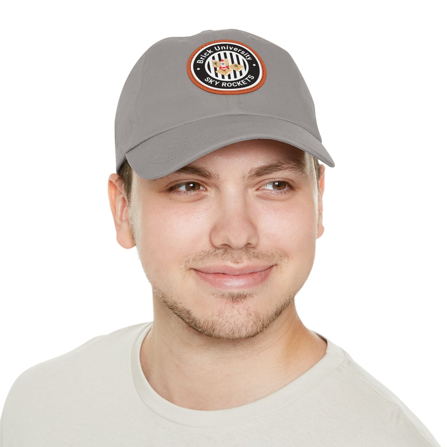 Brick University (Black Design) - Hat with Leather Patch (Round)