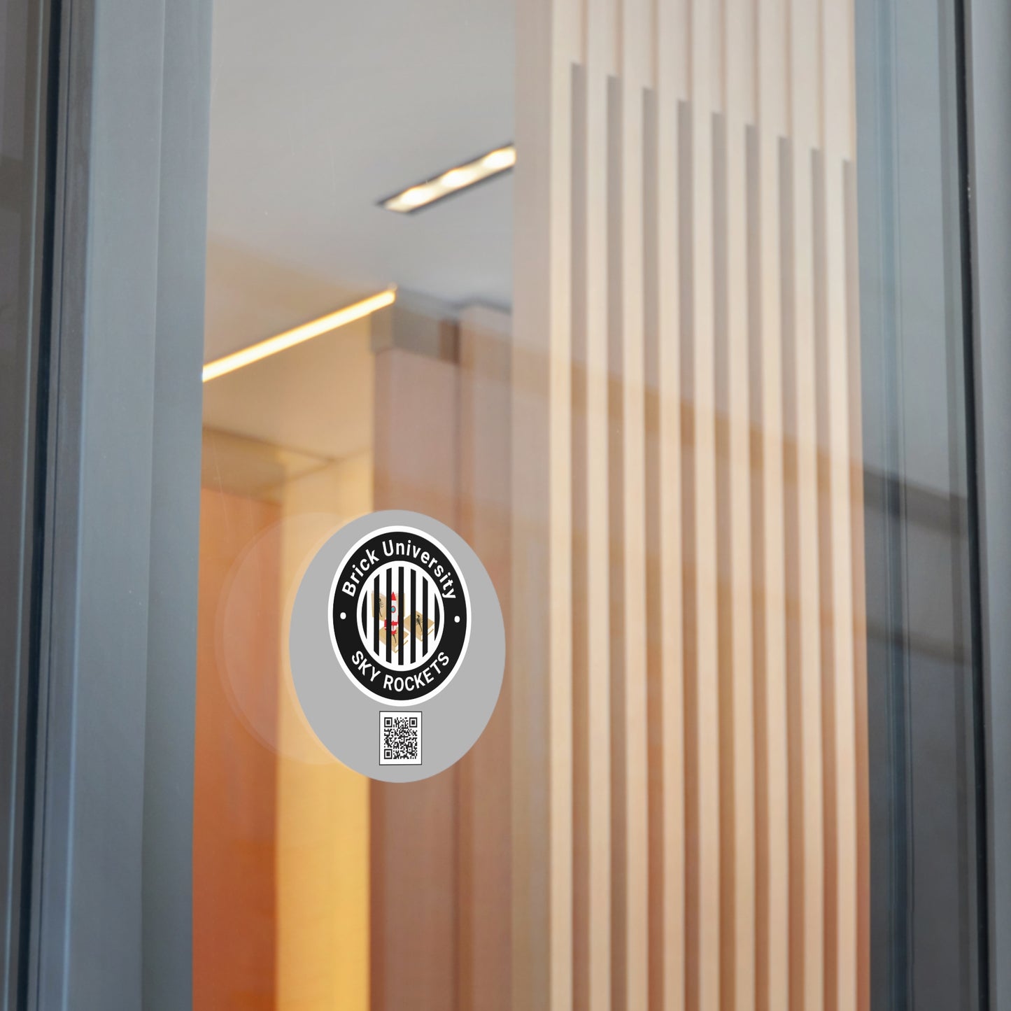 Brick University (Black Design Behind Bars) Round Vinyl Stickers