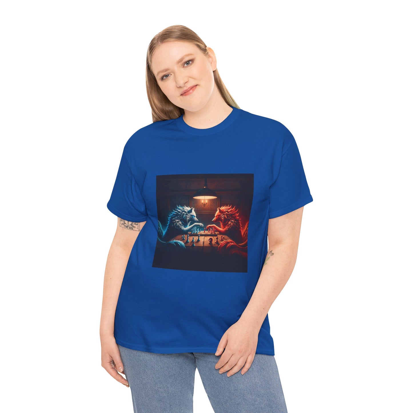 Wolves Playing Chess - Unisex Heavy Cotton Tee