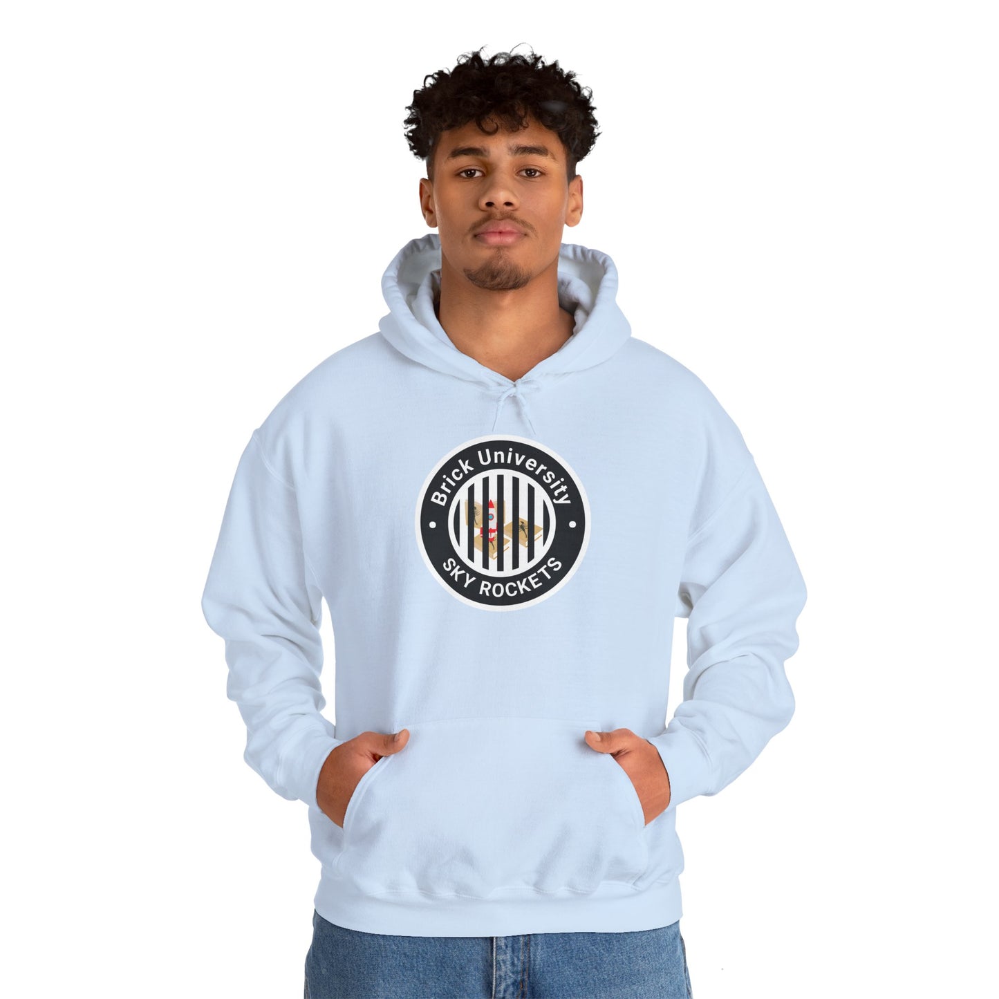 Brick University (Black Design Behind Bars) - Unisex Heavy Blend™ Hooded Sweatshirt