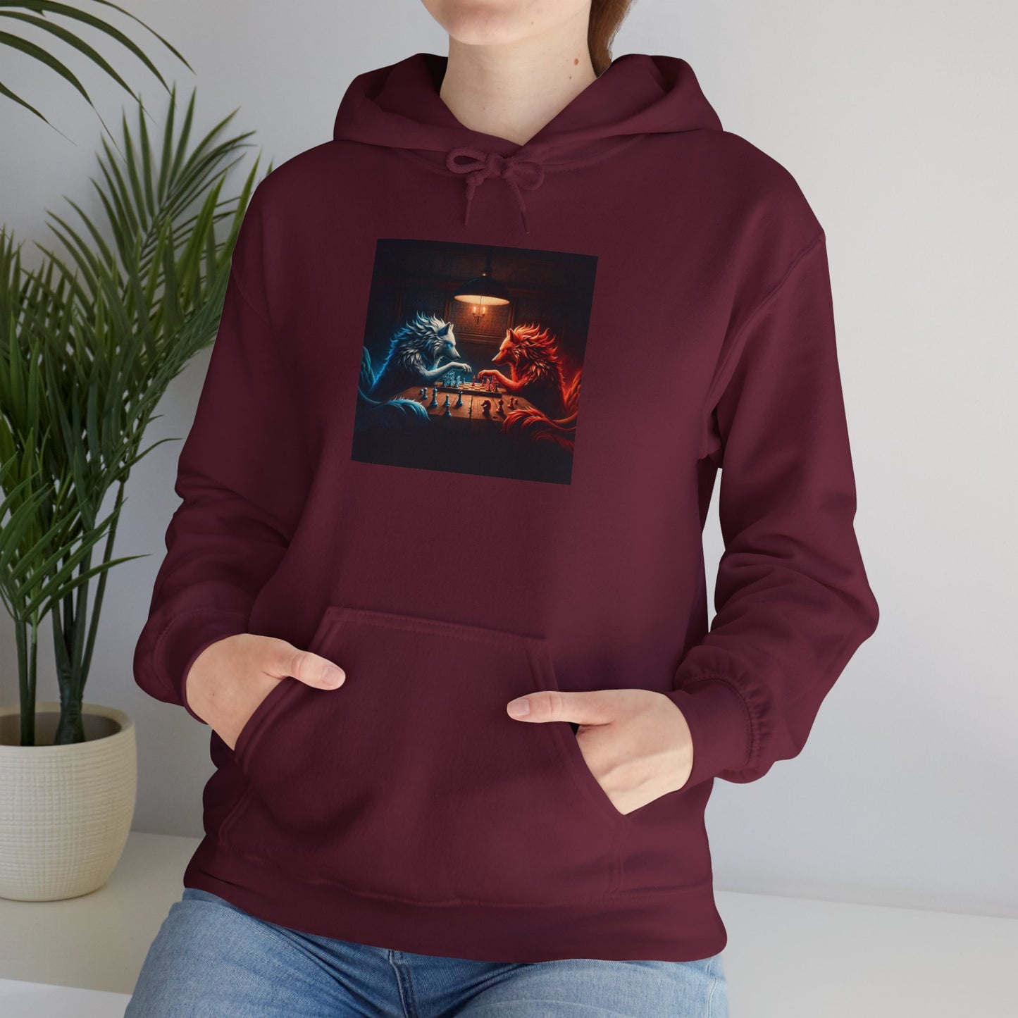 Wolves Playing Chess - Unisex Heavy Blend™ Hooded Sweatshirt