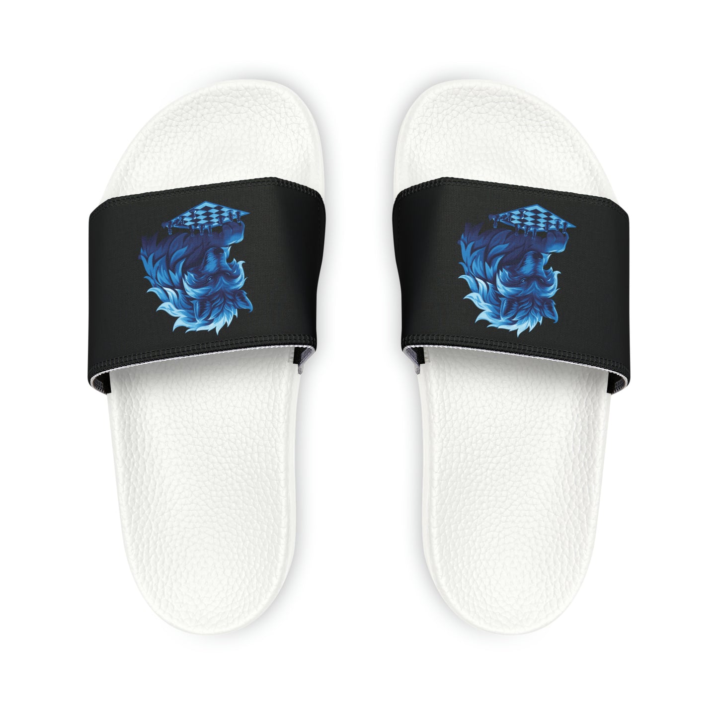Wolf Playing Chess (Blue Team) - Men's Slide Sandals