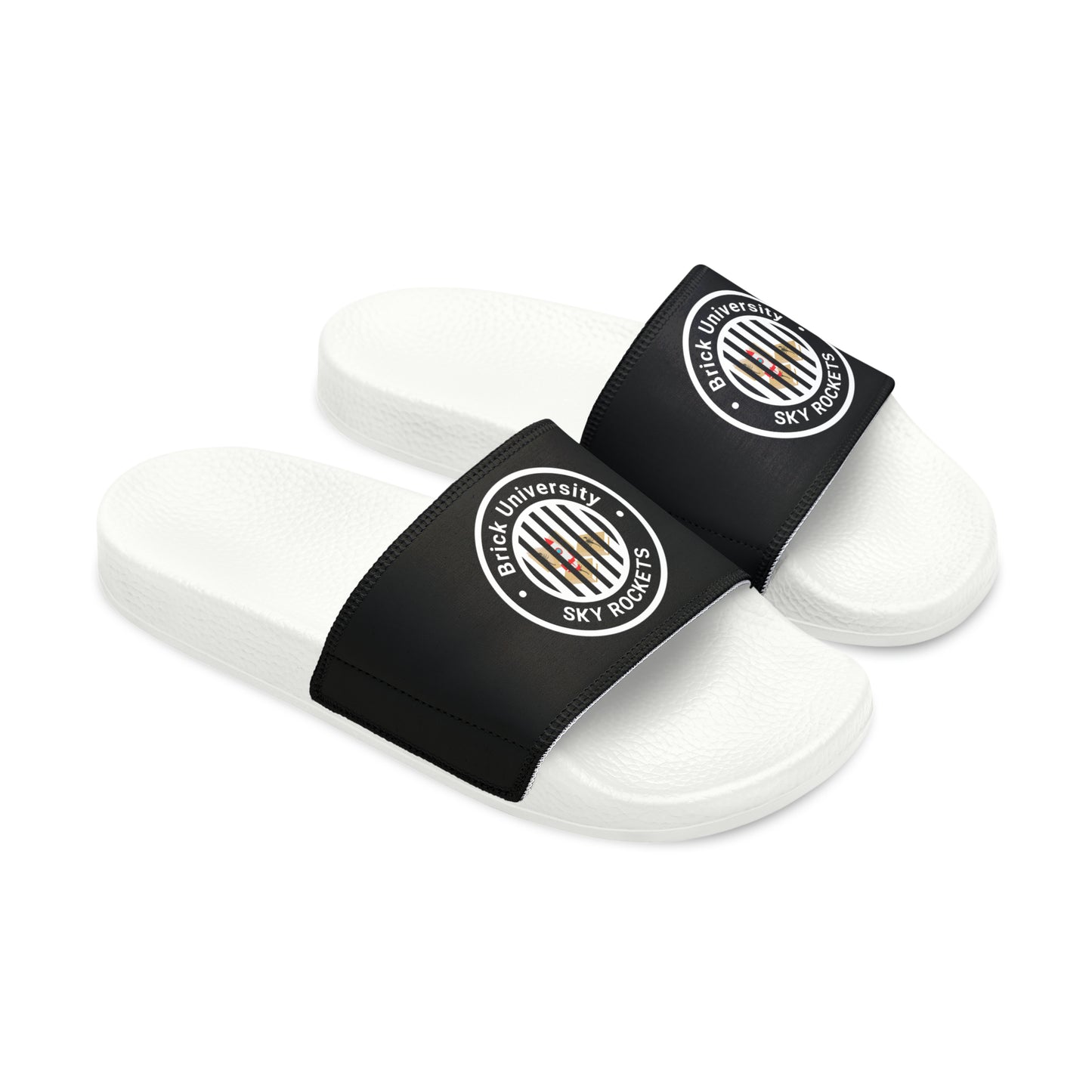 Brick University (Black Design Behind Bars) - Women's Slide Sandals
