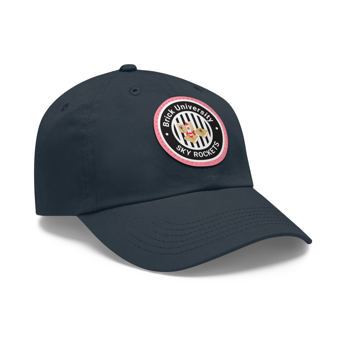 Brick University (Black Design) - Hat with Leather Patch (Round)