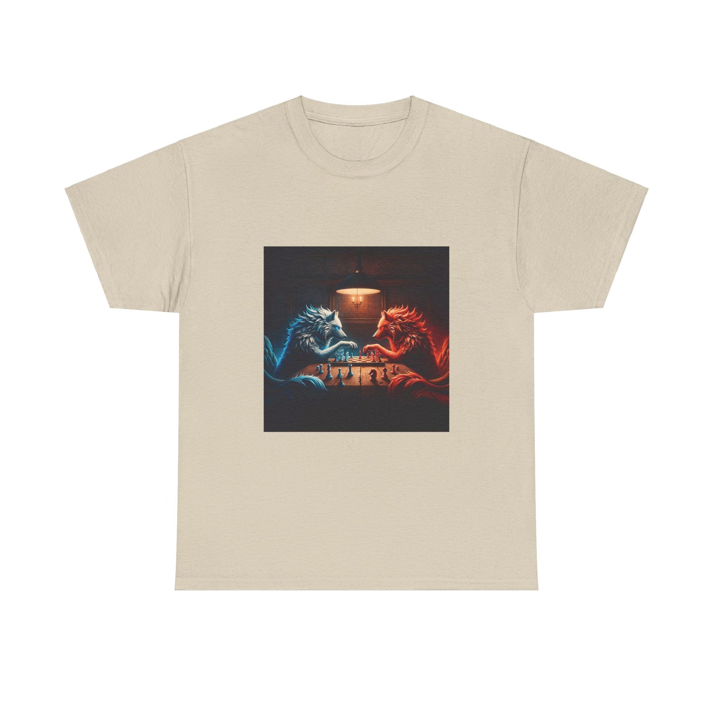 Wolves Playing Chess - Unisex Heavy Cotton Tee