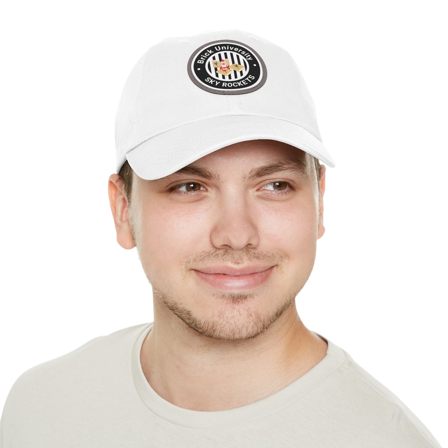 Brick University (Black Design) - Hat with Leather Patch (Round)