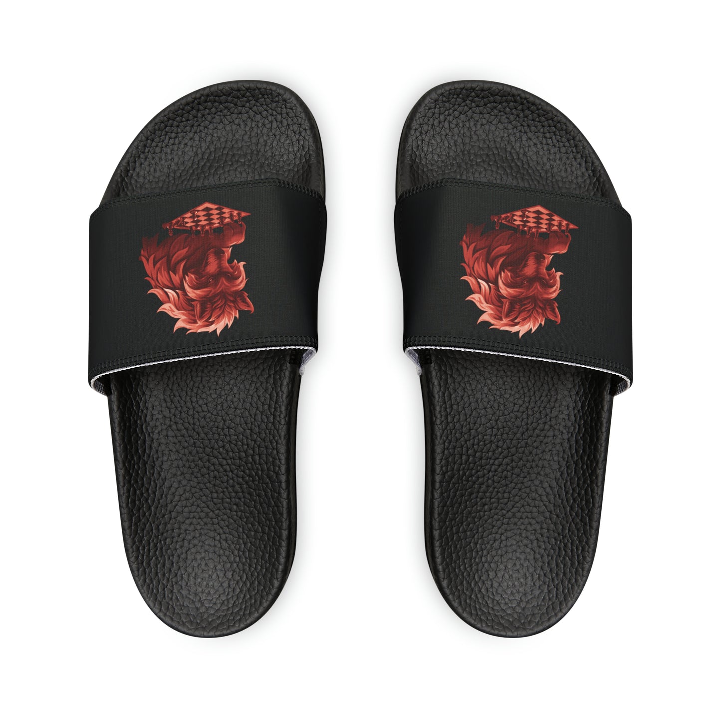 Wolf Playing Chess (Red Team) - Men's Slide Sandals
