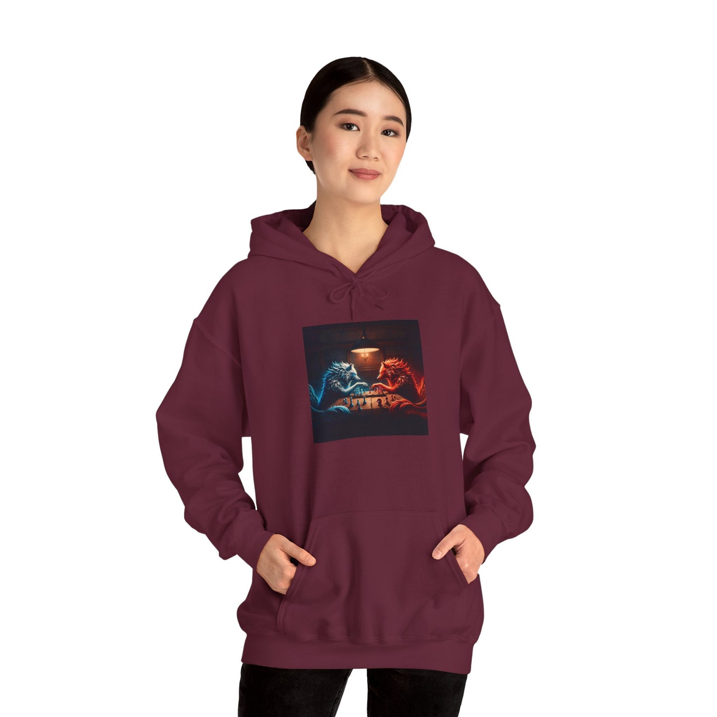 Wolves Playing Chess - Unisex Heavy Blend™ Hooded Sweatshirt