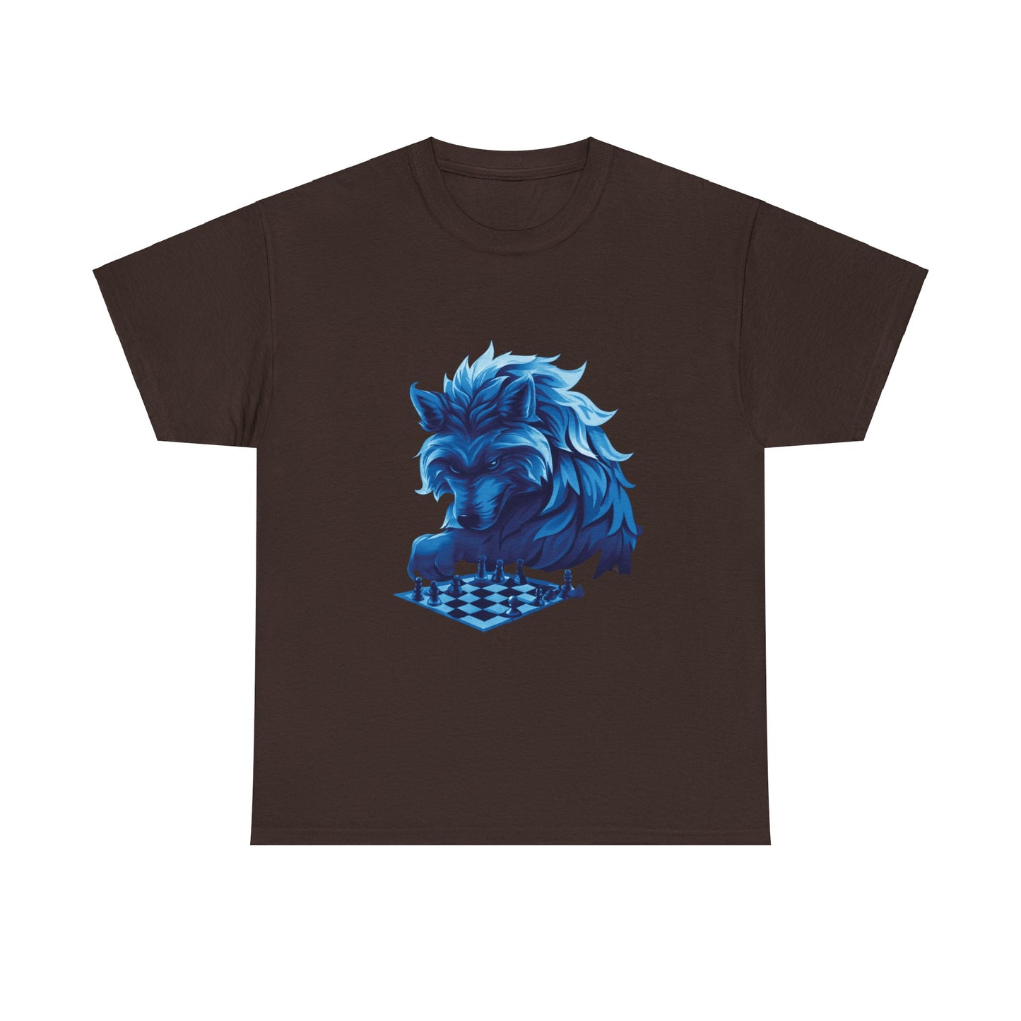 Wolf Playing Chess (Blue Team) - Unisex Heavy Cotton Tee