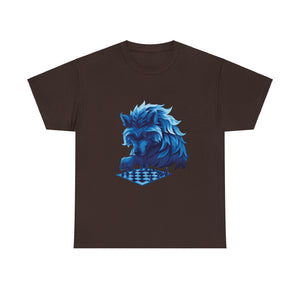 Wolf Playing Chess (Blue Team) - Unisex Heavy Cotton Tee