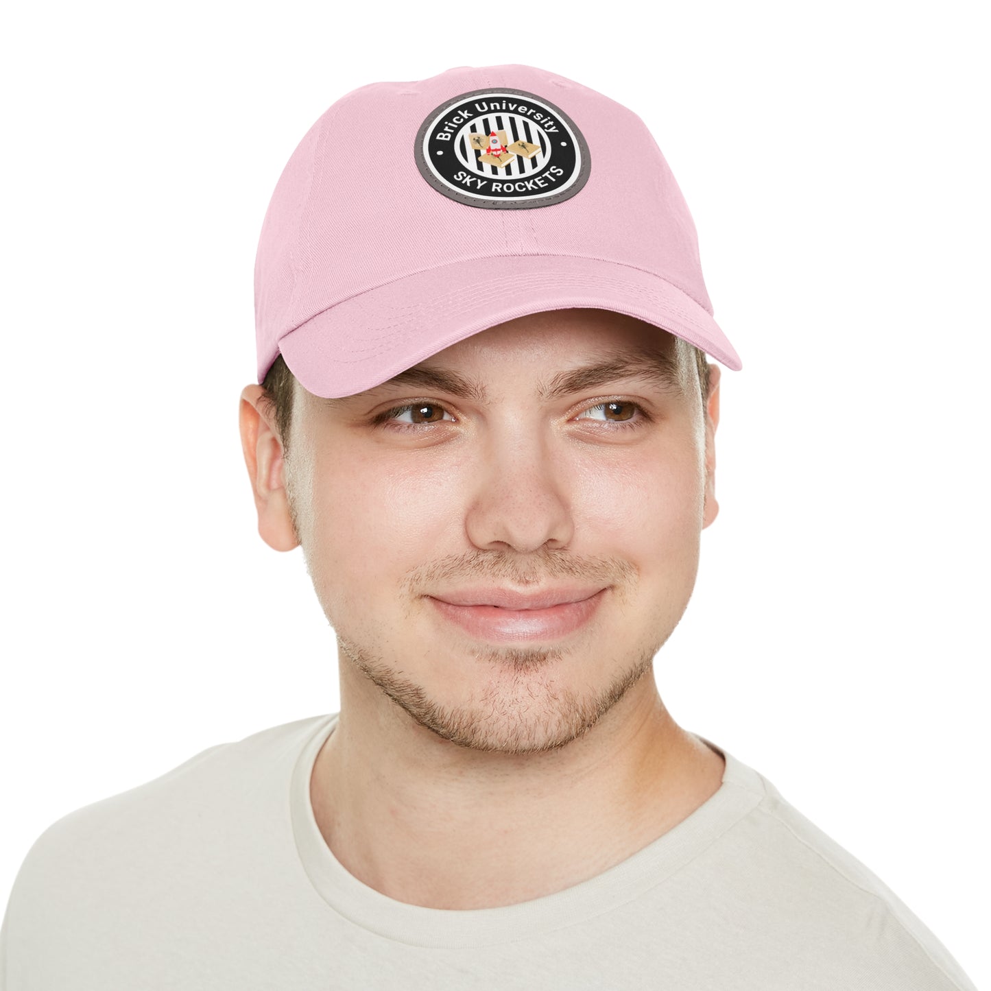 Brick University (Black Design) - Hat with Leather Patch (Round)