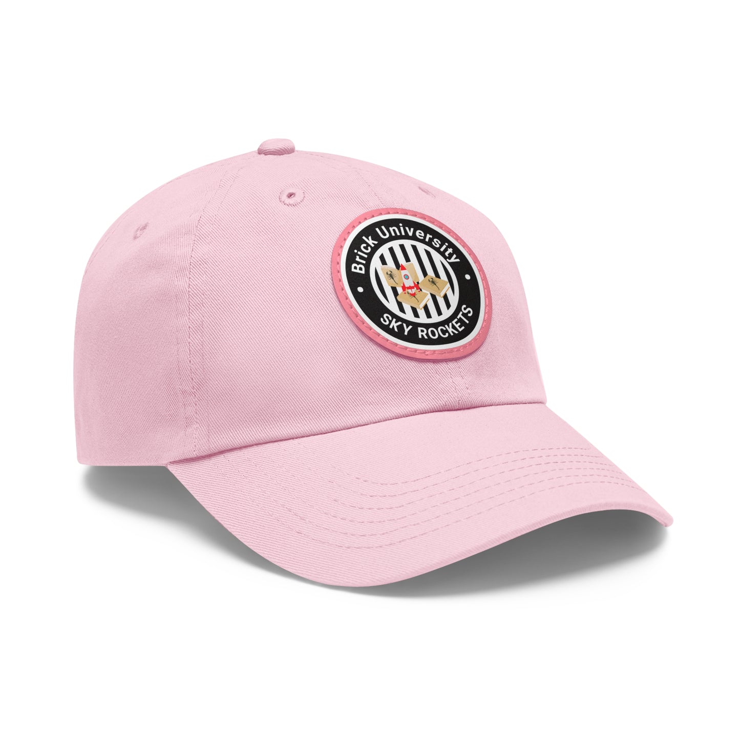 Brick University (Black Design) - Hat with Leather Patch (Round)