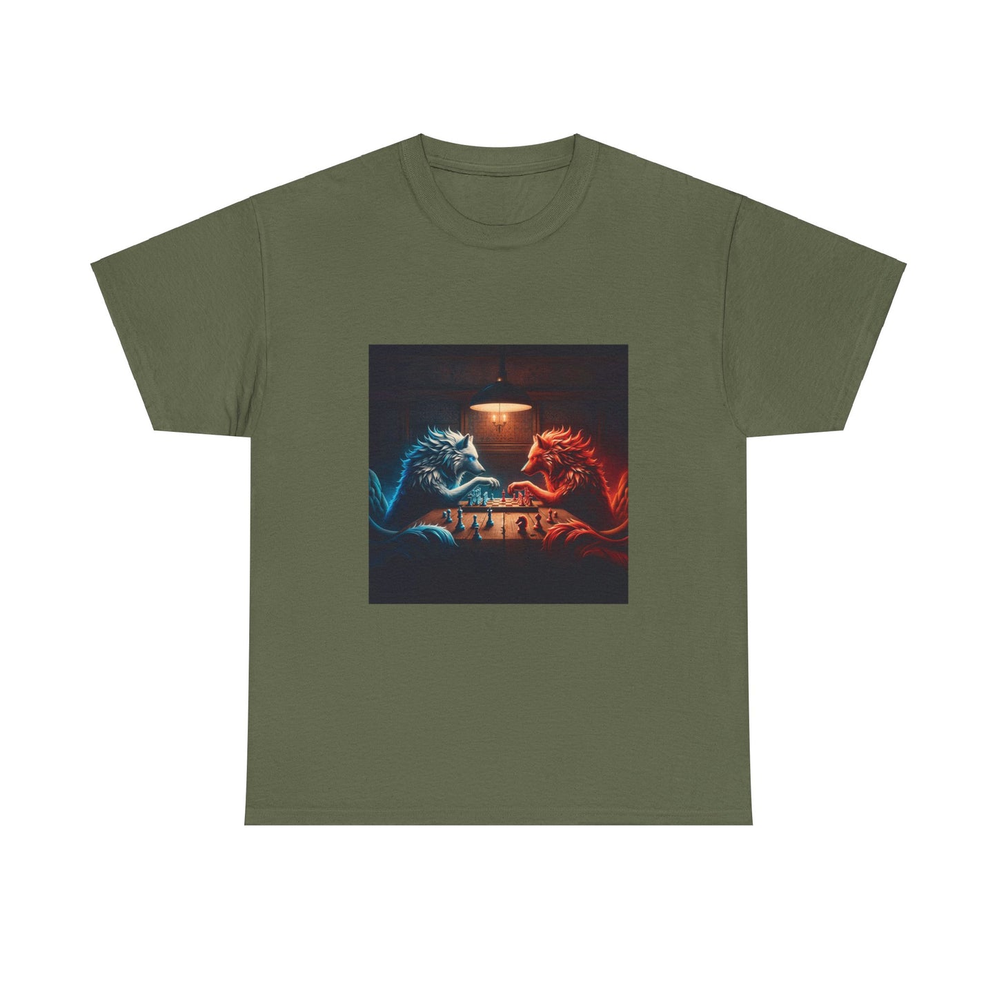 Wolves Playing Chess - Unisex Heavy Cotton Tee